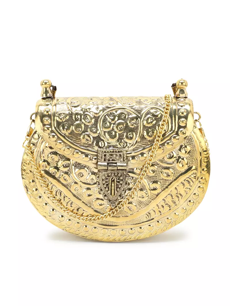 Brass Gold Embossed Design Clutch