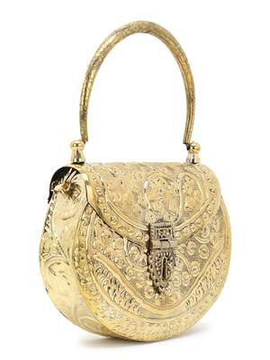 Brass Gold Embossed Design Clutch 3
