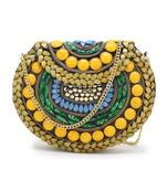 Mosiac Golden & Multi Metal Clutch with Stone Work