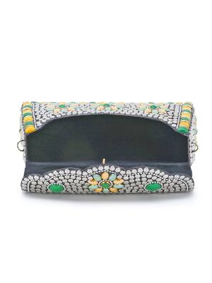Mosiac Silver & Multi Metal Clutch with Stone Work 5