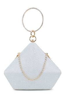 Trey Silver & Gold Art Silk Shimmer Self Design Clutch