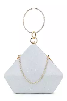 Trey Silver & Gold Art Silk Shimmer Self Design Clutch