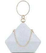 Trey Silver & Gold Art Silk Shimmer Self Design Clutch