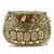 Mosiac Gold & Brown Metal Clutch with Stone Work