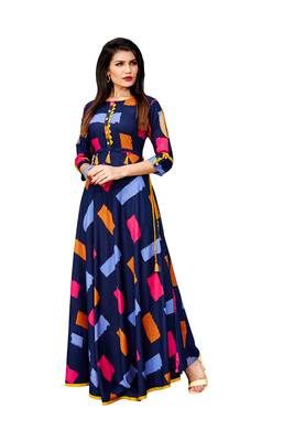 Women Rayon Printed Party Wear Kurti Gown KE_25 2