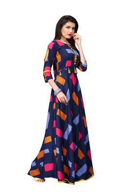 Women Rayon Printed Party Wear Kurti Gown KE_25 3