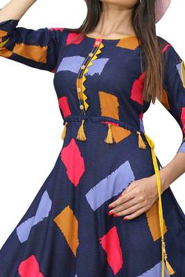 Women Rayon Printed Party Wear Kurti Gown KE_25 5