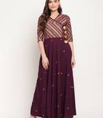 Ahalyaa Burgundy Ethnic Motifs Ethnic Maxi Dress