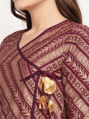 Ahalyaa Burgundy Ethnic Motifs Ethnic Maxi Dress 4