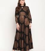 Ahalyaa Black Ethnic Motifs Keyhole Neck Ethnic Maxi Dress