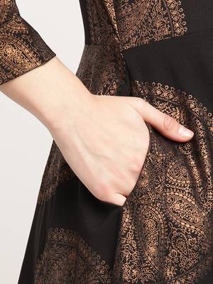Ahalyaa Black Ethnic Motifs Keyhole Neck Ethnic Maxi Dress 5