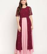 Ahalyaa Wine Layered Ethnic Maxi Dress