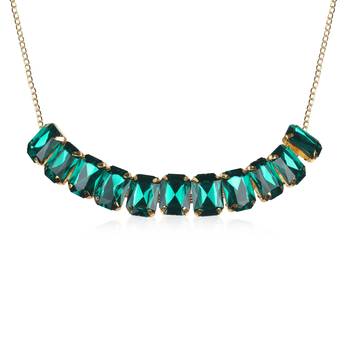 Green Stylish Big Stone Choker Necklace With Finger Ring ,Earrings & Bracelet for Party Wear 3
