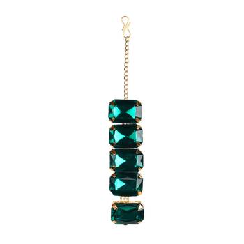 Green Stylish Big Stone Choker Necklace With Finger Ring ,Earrings & Bracelet for Party Wear 4