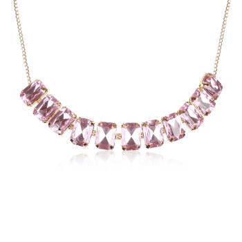 Pink Stylish Big Stone Choker Necklace With Finger Ring ,Earrings & Bracelet for Party Wear 3