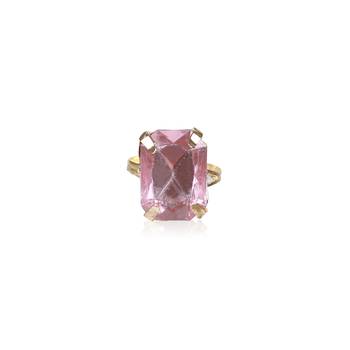 Pink Stylish Big Stone Choker Necklace With Finger Ring ,Earrings & Bracelet for Party Wear 5
