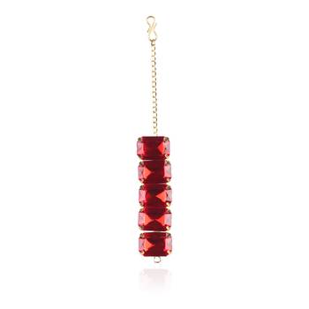 Red Stylish Big Stone Choker Necklace With Finger Ring ,Earrings & Bracelet for Party Wear 5