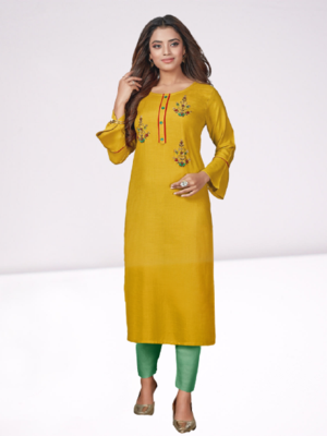 Festive wear Handwork women kurti KE_FARZEEN_Mustard 1