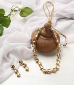 Elegant Single Line Gold-Plated Kundan Studded Handcrafted Jewellery Set for Women