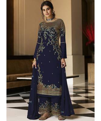 Royal Blue Georgette Party Wear Salwar Kameez 1