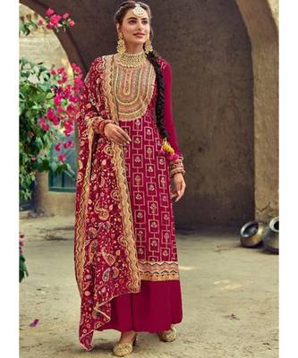 Rani Pink Georgette Party Wear Salwar Kameez 1