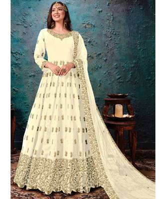 White Georgette Anarkali Salwar Kameez 1