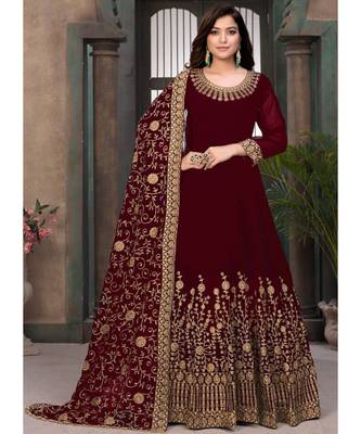 Maroon Georgette Anarkali Salwar Kameez 1