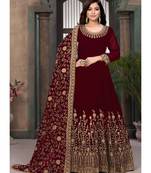 Maroon Georgette Anarkali Salwar Kameez