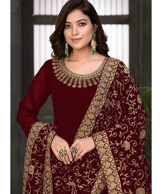 Maroon Georgette Anarkali Salwar Kameez 2