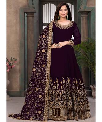 Wine Georgette Anarkali Salwar Kameez 1