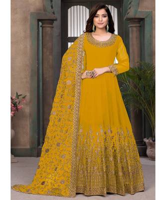 Yellow Georgette Anarkali Salwar Kameez 1