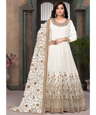 White Georgette Anarkali Salwar Kameez 1