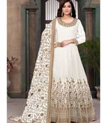 White Georgette Anarkali Salwar Kameez