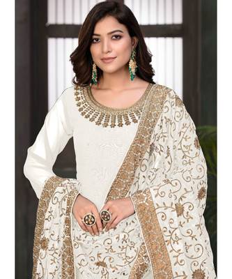 White Georgette Anarkali Salwar Kameez 2