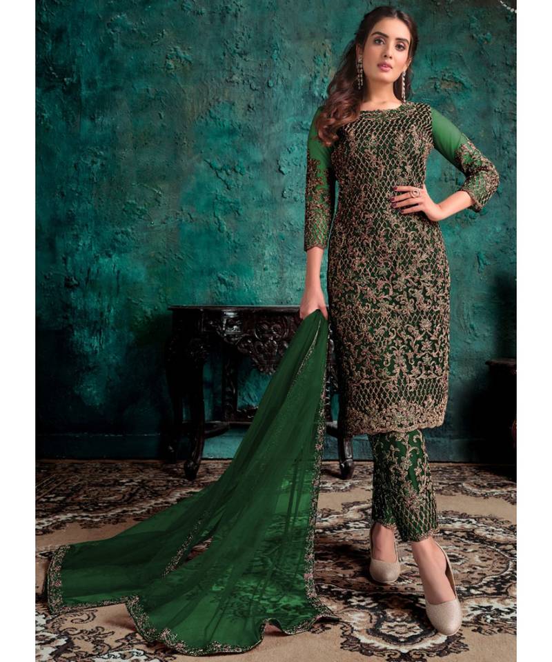 elie saab mint green dress Luxury Dark Green jhumka Lehenga – Shopping World main image 0