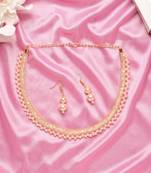 Classic Gold Plated Layered Chain With Pearls Necklace Set With Matching Earrings For Women & Girls