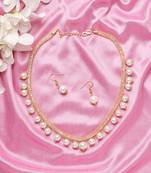 Classic Gold Plated Layered Chain With Pearls Necklace Set With Matching Earrings For Women & Girls