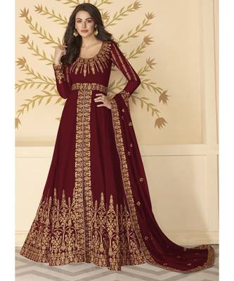 Maroon Georgette Anarkali Salwar Kameez 1
