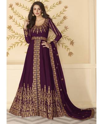 Wine Georgette Anarkali Salwar Kameez 1