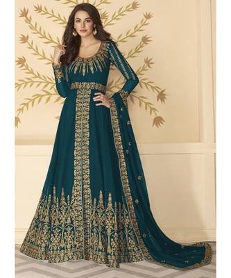 Teal Georgette Anarkali Salwar Kameez 1