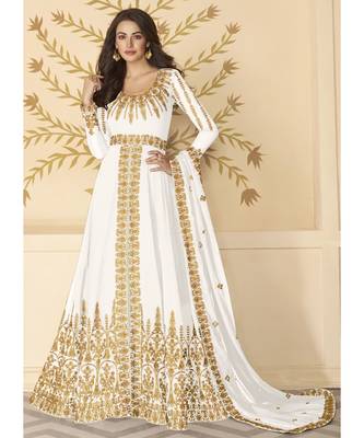 White Georgette Anarkali Salwar Kameez 1
