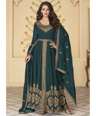 Teal Georgette Anarkali Salwar Kameez 1