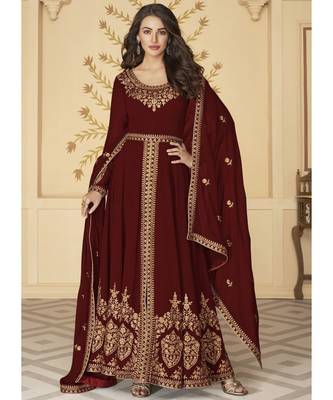 Maroon Georgette Anarkali Salwar Kameez 1