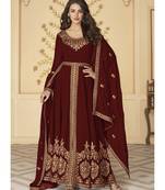 Maroon Georgette Anarkali Salwar Kameez