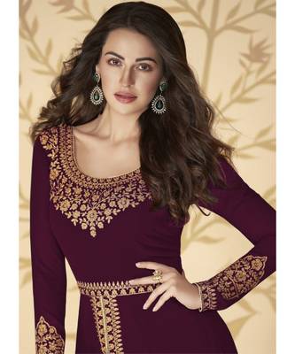 Wine Georgette Anarkali Salwar Kameez 2