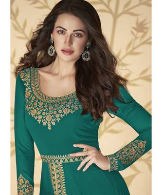 Turquoise Georgette Anarkali Salwar Kameez 2