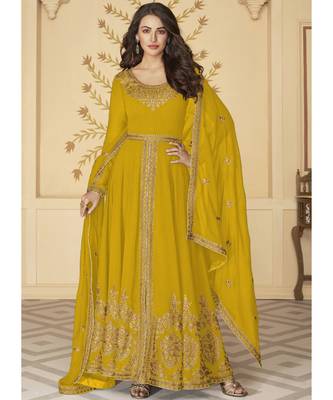 Yellow Georgette Anarkali Salwar Kameez 1