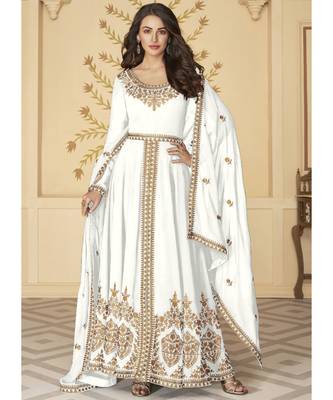 White Georgette Anarkali Salwar Kameez 1