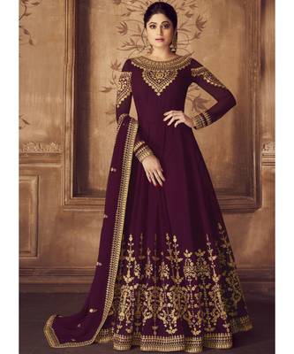 Wine Georgette Anarkali Salwar Kameez 1