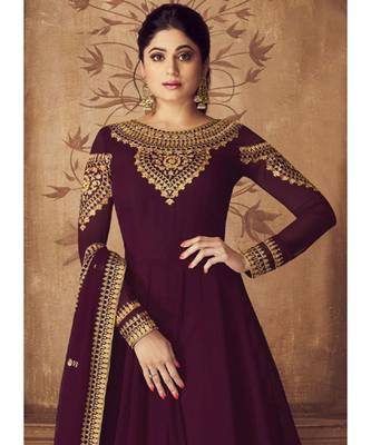 Wine Georgette Anarkali Salwar Kameez 2